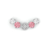 Boucles d'oreilles Brindille - Or blanc - Grenat Rhodolite, tourmalines roses et diamants