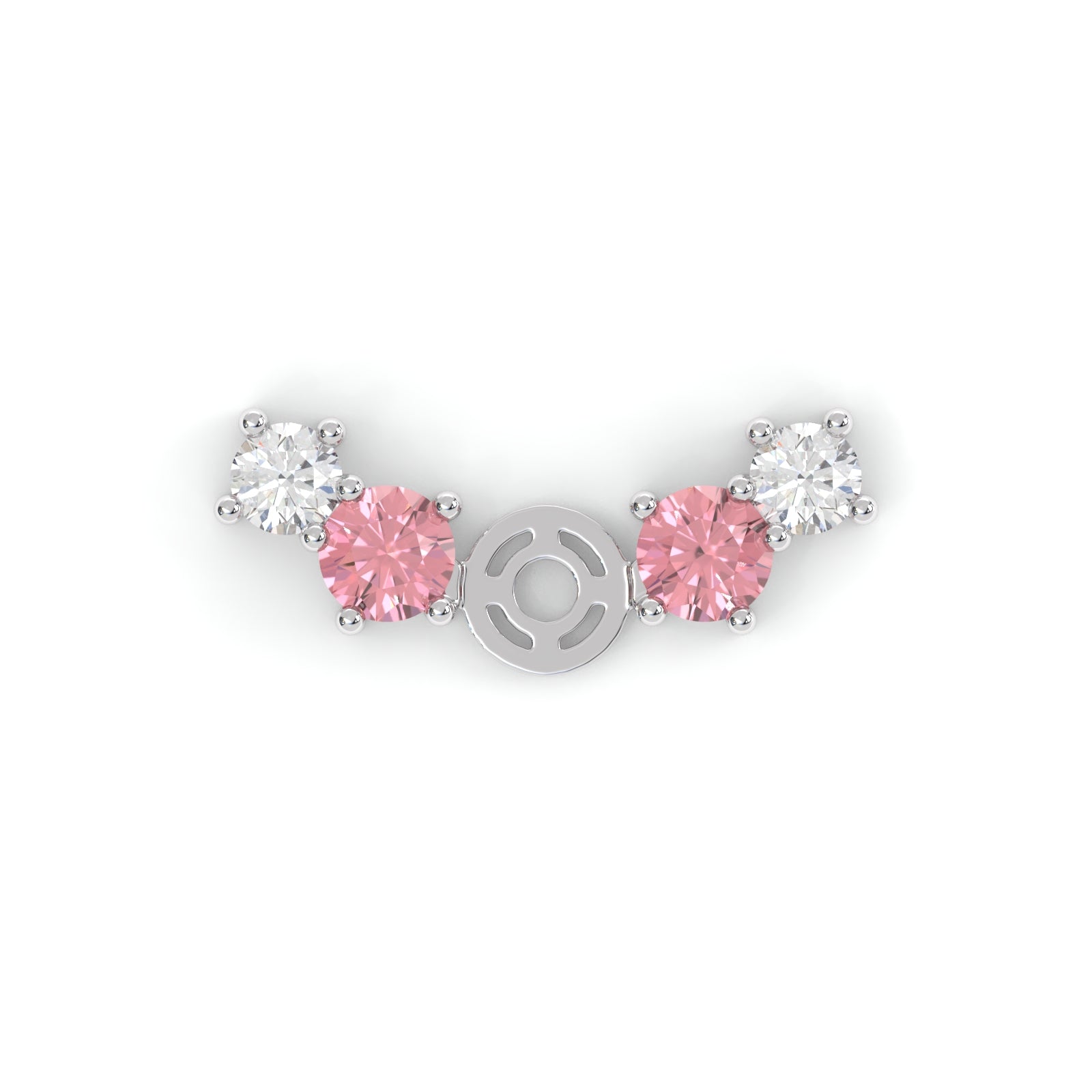 Boucles d'oreilles Brindille - Or blanc - Grenat Rhodolite, tourmalines roses et diamants