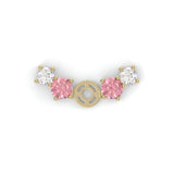 Boucles d'oreilles Brindille - Or jaune - Grenat Rhodolite, tourmalines roses et diamants