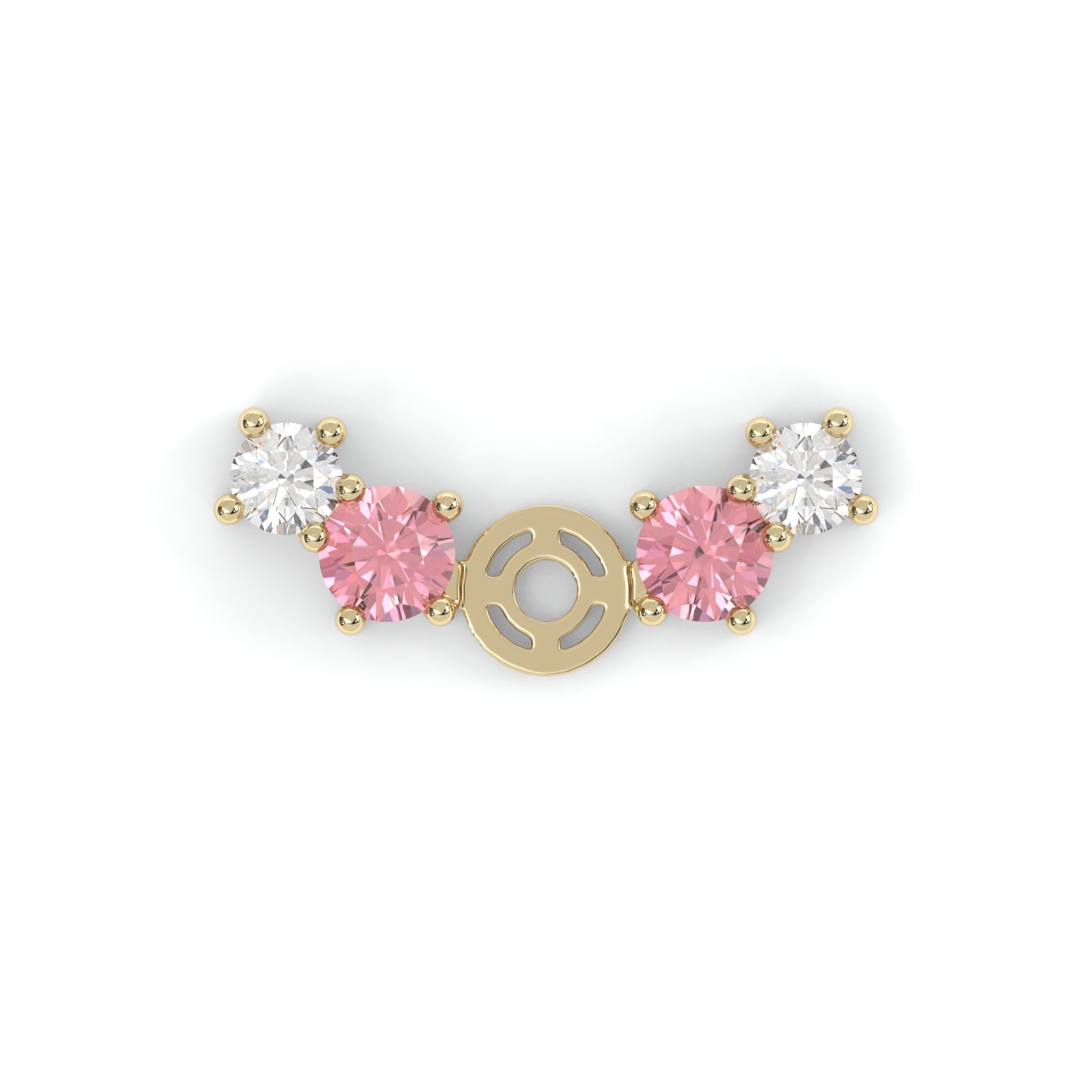 Boucles d'oreilles Brindille - Or jaune - Grenat Rhodolite, tourmalines roses et diamants