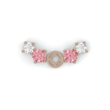 Boucles d'oreilles Brindille - Or rose - Grenat Rhodolite, tourmalines roses et diamants