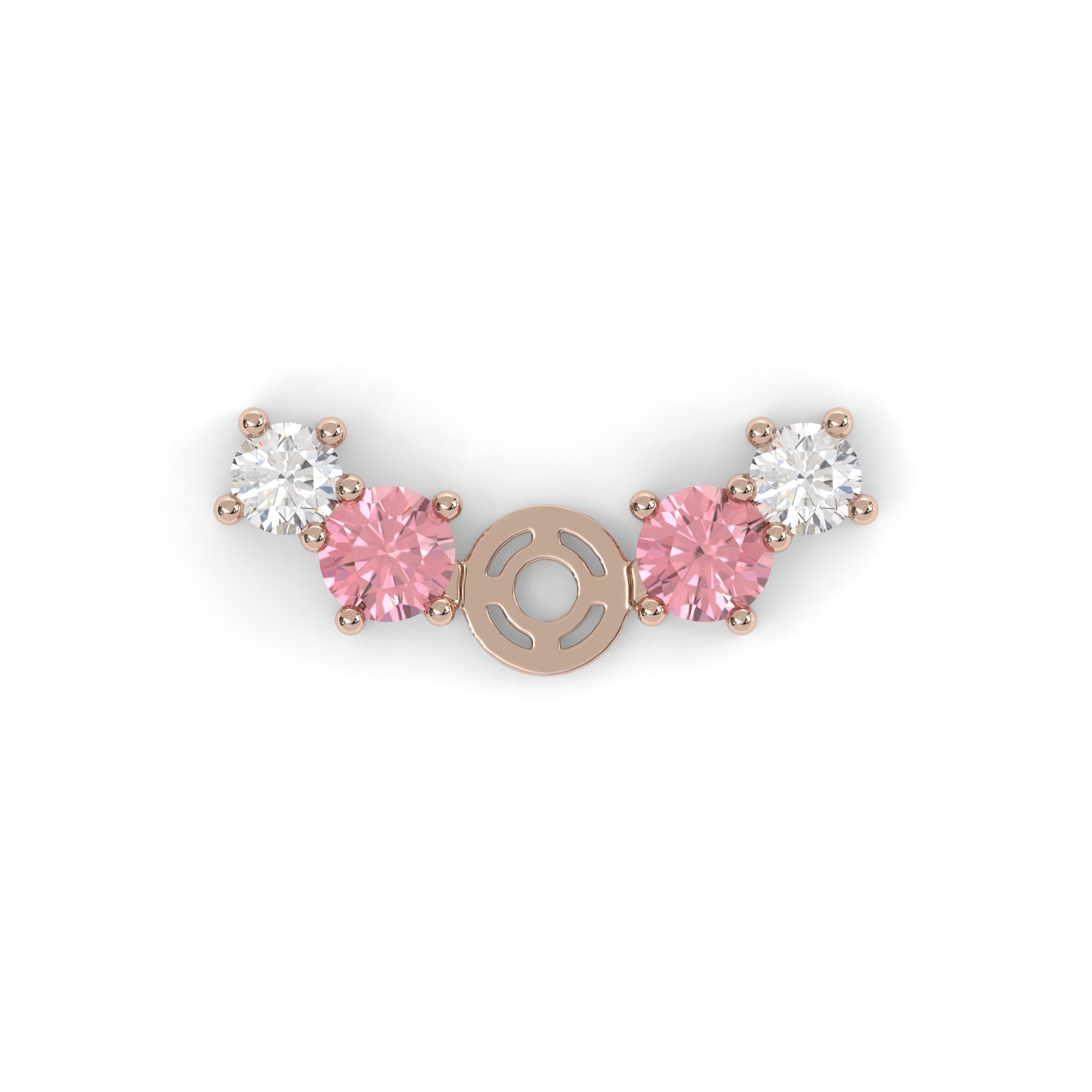 Boucles d'oreilles Brindille - Or rose - Grenat Rhodolite, tourmalines roses et diamants