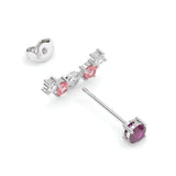 Boucles d'oreilles Brindille - Or blanc - Grenat Rhodolite, tourmalines roses et diamants
