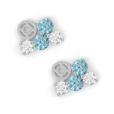 Bourgeon Earrings - White Gold - Sapphire, Aquamarines, and Diamonds