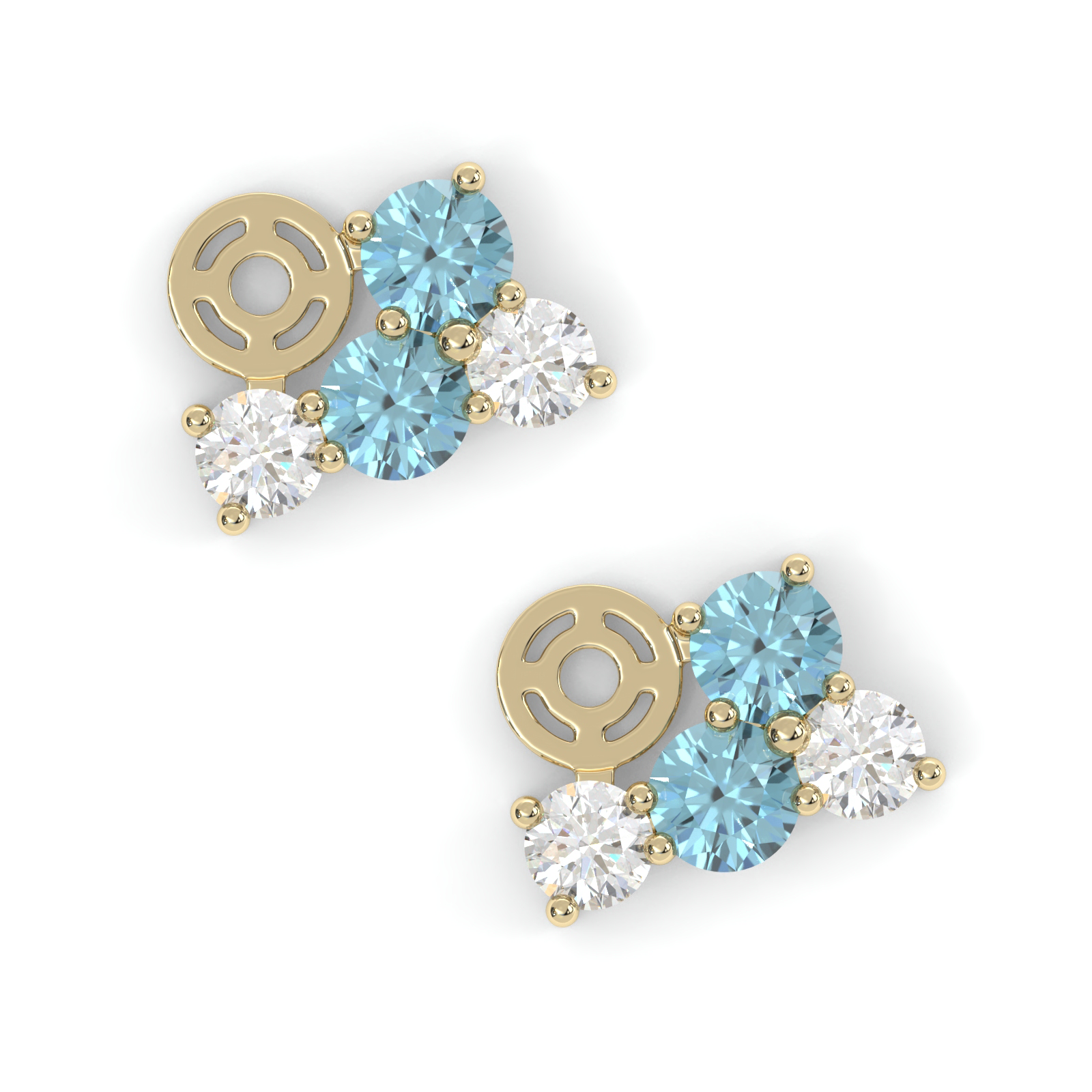 Boucles d'oreilles Bourgeon - Or jaune - Saphir, aigue-marines et diamants