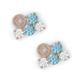 Boucles d'oreilles Bourgeon - Or rose - Saphir, aigue-marines et diamants