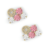 Boucles d'oreilles Bourgeon - Or jaune - Grenat Rhodolite, tourmalines roses et diamants