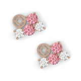 Boucles d'oreilles Bourgeon - Or rose - Grenat Rhodolite, tourmalines roses et diamants