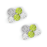 Bourgeon Earrings - White Gold - Tsavorite Garnet, Peridots, and Diamonds