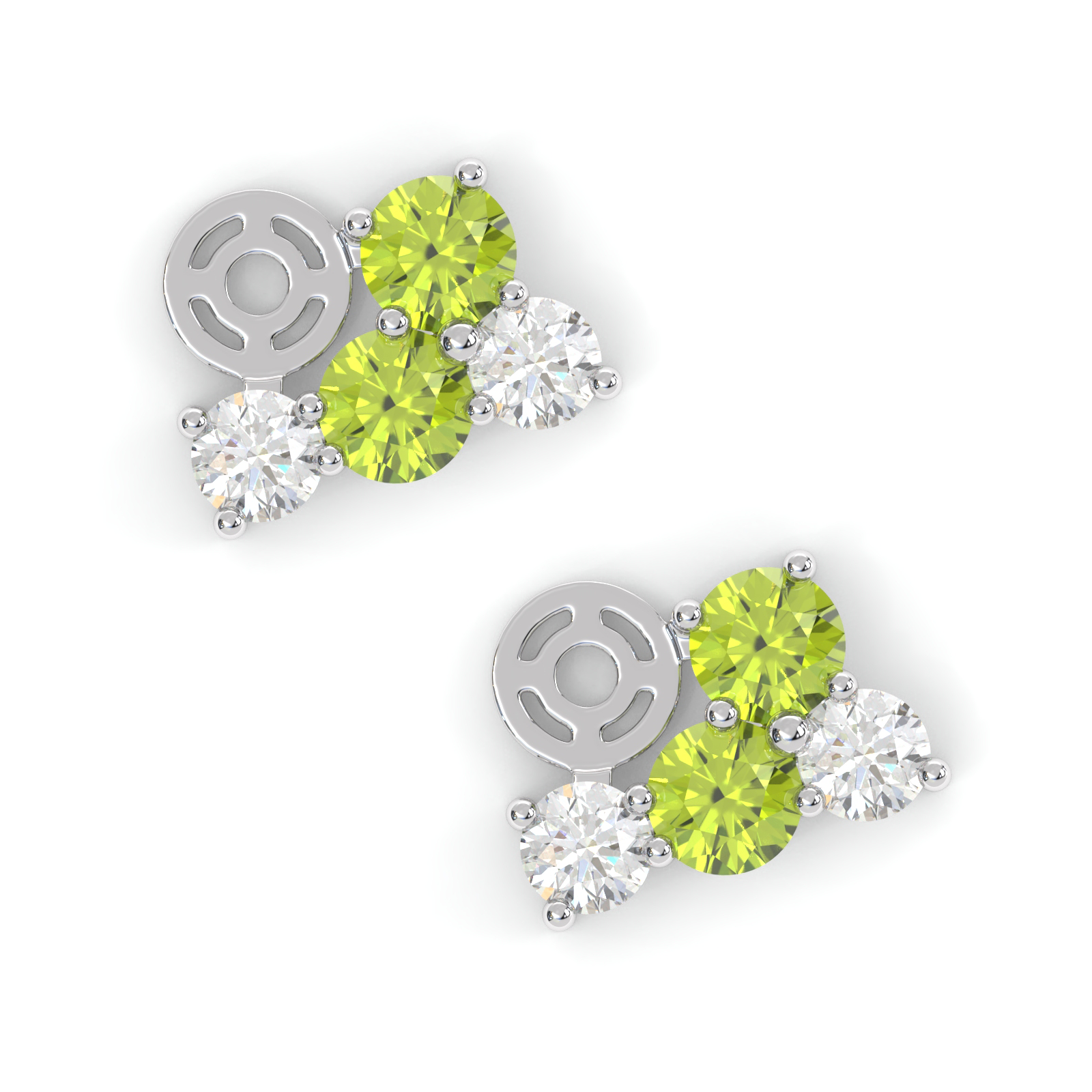 Bourgeon Earrings - White Gold - Tsavorite Garnet, Peridots, and Diamonds