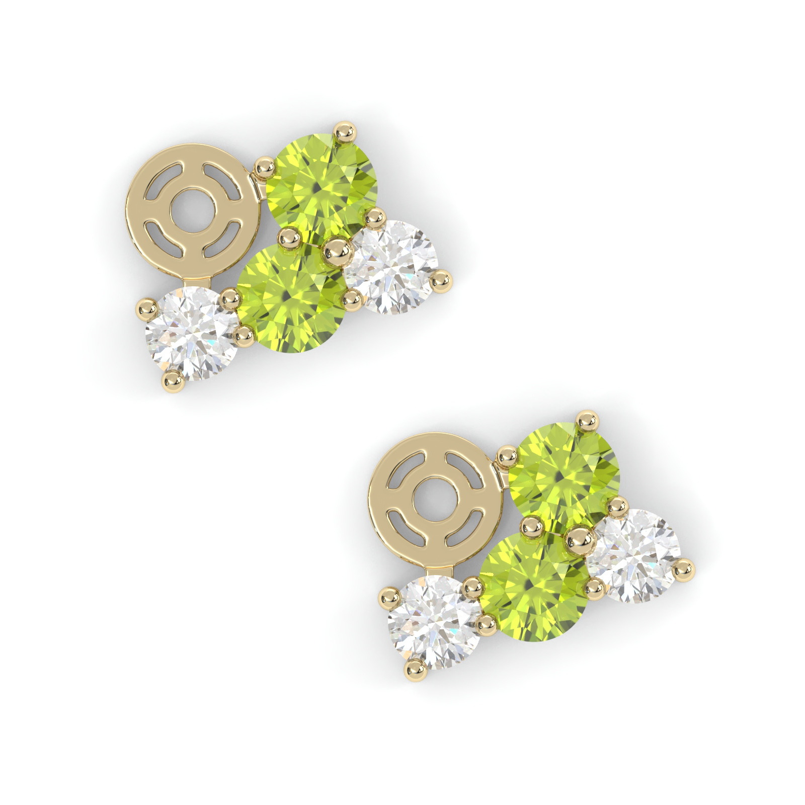 Bourgeon Earrings - Yellow Gold - Tsavorite Garnet, Peridots, and Diamonds