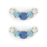 Boucles d'oreilles Brindille - Or jaune - Saphir, aigue-marines et diamants