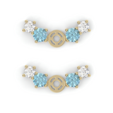 Boucles d'oreilles Brindille - Or jaune - Saphir, aigue-marines et diamants