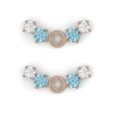 Brindille Earrings - Pink Gold - Sapphire, Aquamarines, and Diamonds
