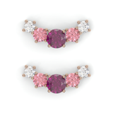 Boucles d'oreilles Brindille - Or rose - Grenat Rhodolite, tourmalines roses et diamants