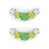 Boucles d'oreilles Brindille - Or rose - Grenat Tsavorite, péridots et diamants