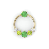 Boucles d'oreilles Couronne - Or jaune - Grenat tsavorite, péridots et diamants