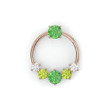 Couronne Earrings - Pink Gold - Tsavorite Garnet, Peridots, and Diamonds