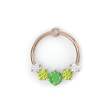 Couronne Earrings - Pink Gold - Tsavorite Garnet, Peridots, and Diamonds
