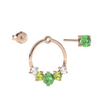 Couronne Earrings - Pink Gold - Tsavorite Garnet, Peridots, and Diamonds