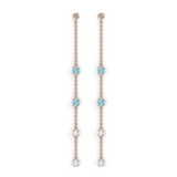 Boucles d'oreilles Floraison Suspendue - Or rose - Saphir, aigue-marines et diamants