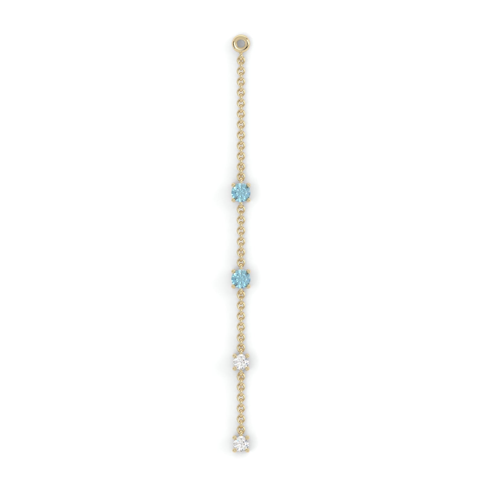 Boucles d'oreilles Floraison Suspendue - Or jaune - Saphir, aigue-marines et diamants