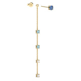 Floraison Suspendue Earrings - Yellow Gold - Sapphire, Aquamarines, and Diamonds