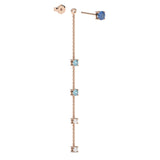 Boucles d'oreilles Floraison Suspendue - Or rose - Saphir, aigue-marines et diamants