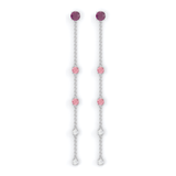 Boucles d'oreilles Floraison Suspendue - Or blanc - Grenat Rhodolite, tourmalines roses et diamants