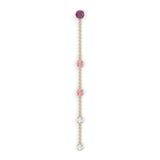 Boucles d'oreilles Floraison Suspendue - Or jaune - Grenat Rhodolite, tourmalines roses et diamants