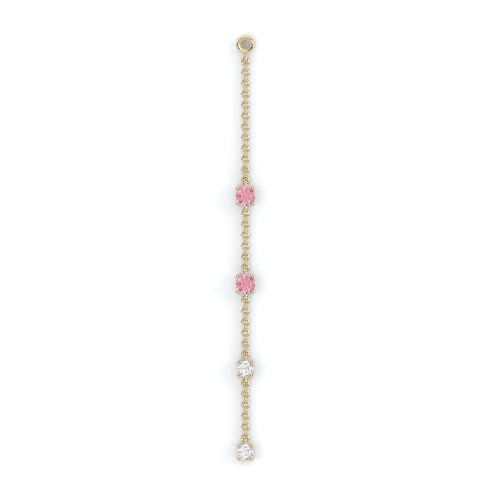 Boucles d'oreilles Floraison Suspendue - Or jaune - Grenat Rhodolite, tourmalines roses et diamants