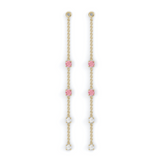 Boucles d'oreilles Floraison Suspendue - Or jaune - Grenat Rhodolite, tourmalines roses et diamants