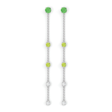 Boucles d'oreilles Floraison Suspendue - Collection Eclosion - Or blanc - Grenat tsavorite, péridots et diamants