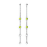 Boucles d'oreilles Floraison Suspendue - Collection Eclosion - Or blanc - Grenat tsavorite, péridots et diamants
