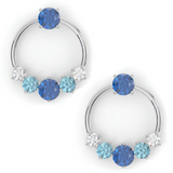 Boucles d'oreilles Couronne - Or blanc - Saphir, aigue-marines et diamants
