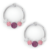 Boucles d'oreilles Couronne - Or blanc - Grenat Rhodolite, tourmalines roses et diamants