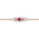 Bracelet Éclosion - Or jaune - Grenat Rhodolite, tourmalines roses et diamants