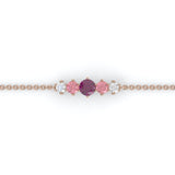 Bracelet Éclosion - Or rose - Grenat Rhodolite, tourmalines roses et diamants