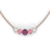 Collier Éclosion - Or rose - Grenat Rhodolite, tourmalines roses et diamants