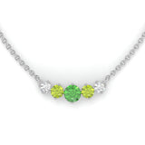 Collier Éclosion - Or blanc - Grenat tsavorite, péridots et diamants