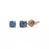 Boucles d'oreilles Floraison Suspendue - Or rose - Saphir, aigue-marines et diamants