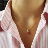 Collier Cascade - Or Blanc recyclé 18kt - Tourmaline rose et Diamants