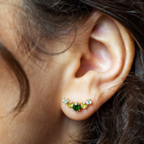 Boucles d'oreilles Brindille - Or jaune - Grenat Tsavorite, péridots et diamants