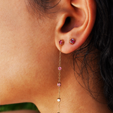 Earring Floraison Suspendue - Pink gold - Rhodolite garnet, pink tourmalines and diamonds