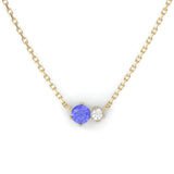 Collier Toi & Moi - Or Jaune recyclé 18kt - Tanzanite et Diamant