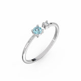 Toi & Moi Ring - Recycled 18kt White Gold - Aquamarine and Diamond