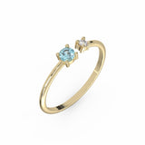 Toi & Moi Ring - Recycled 18kt Yellow Gold - Aquamarine and Diamond