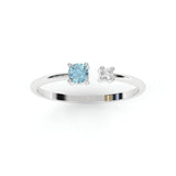 Toi & Moi Ring - Recycled 18kt White Gold - Aquamarine and Diamond