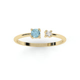 Toi & Moi Ring - Recycled 18kt Yellow Gold - Aquamarine and Diamond