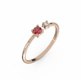Toi & Moi Ring - Recycled 18kt Pink Gold - Almandine Garnet and Diamond